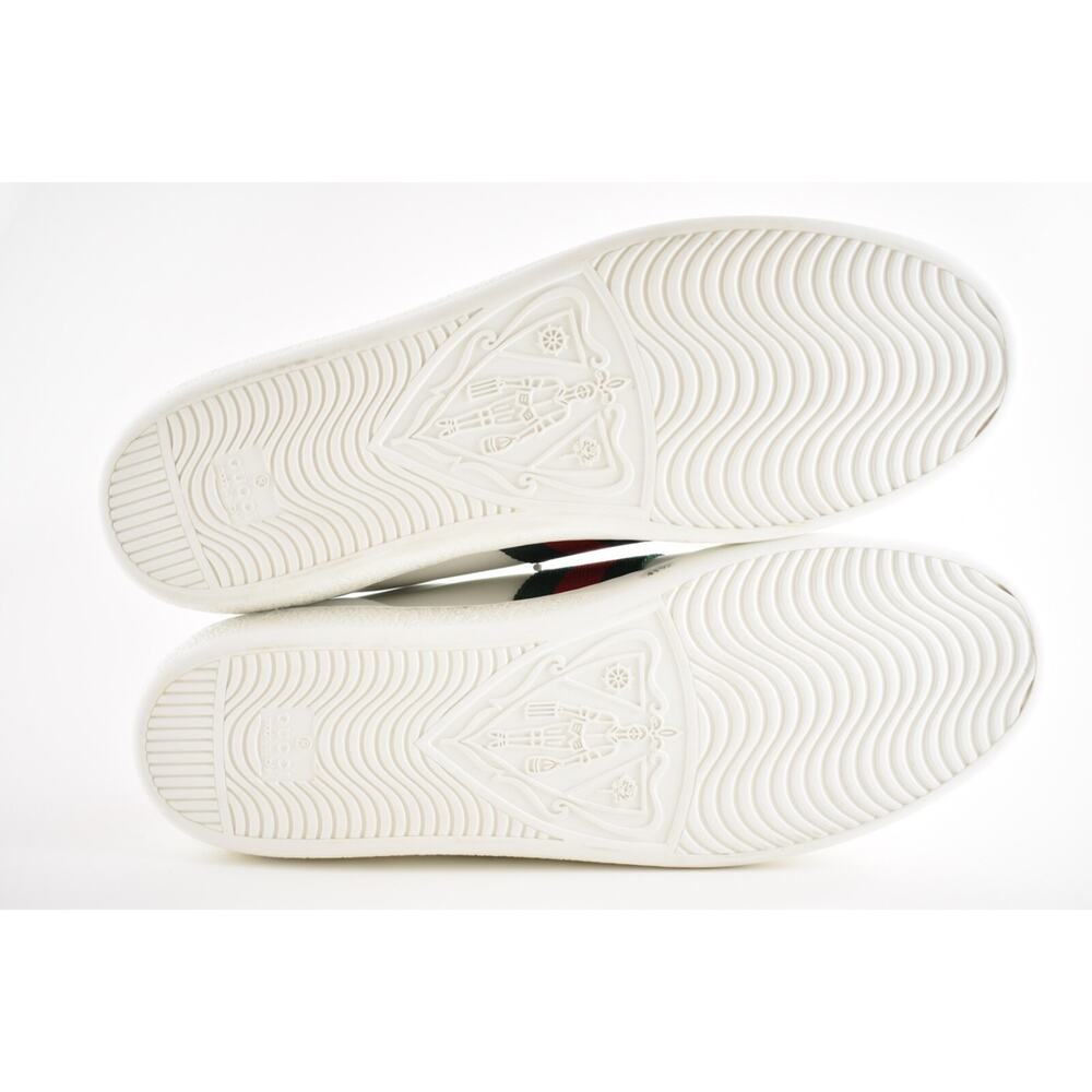 Gucci New Ace White Leather Red Heart Dagger Sword GG Flat Trainer Sneaker 41.5 - Picture 12 of 12